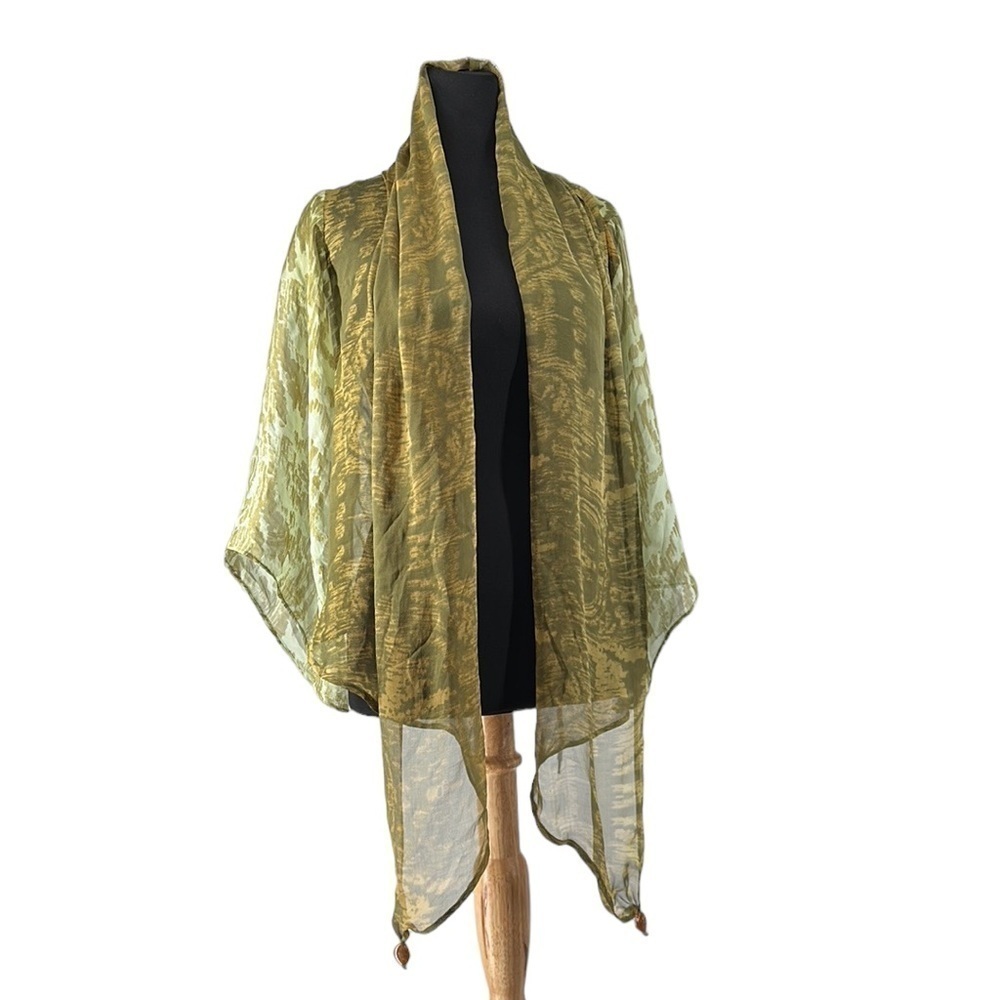 Georgie 100% silk kimono open front cardigan damask luxury  pattern sz xs